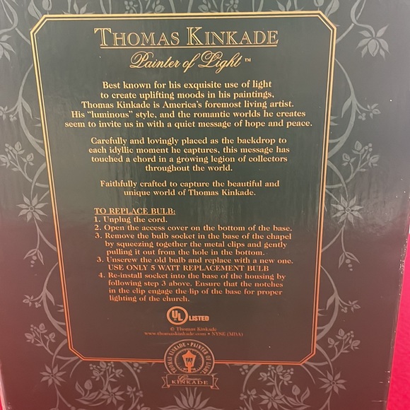 Thomas Kinkade The Mountain Chapel Lighted Church Psalm 23:6 - Picture 6 of 6